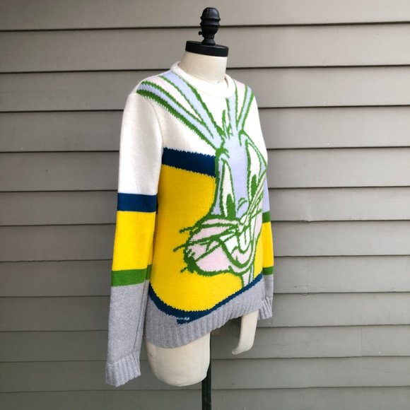 Vtg Gilmar Iceberg History Bugs Bunny Warner Bros 100% Virgin Wool Sweater Italy - Picture 9 of 16